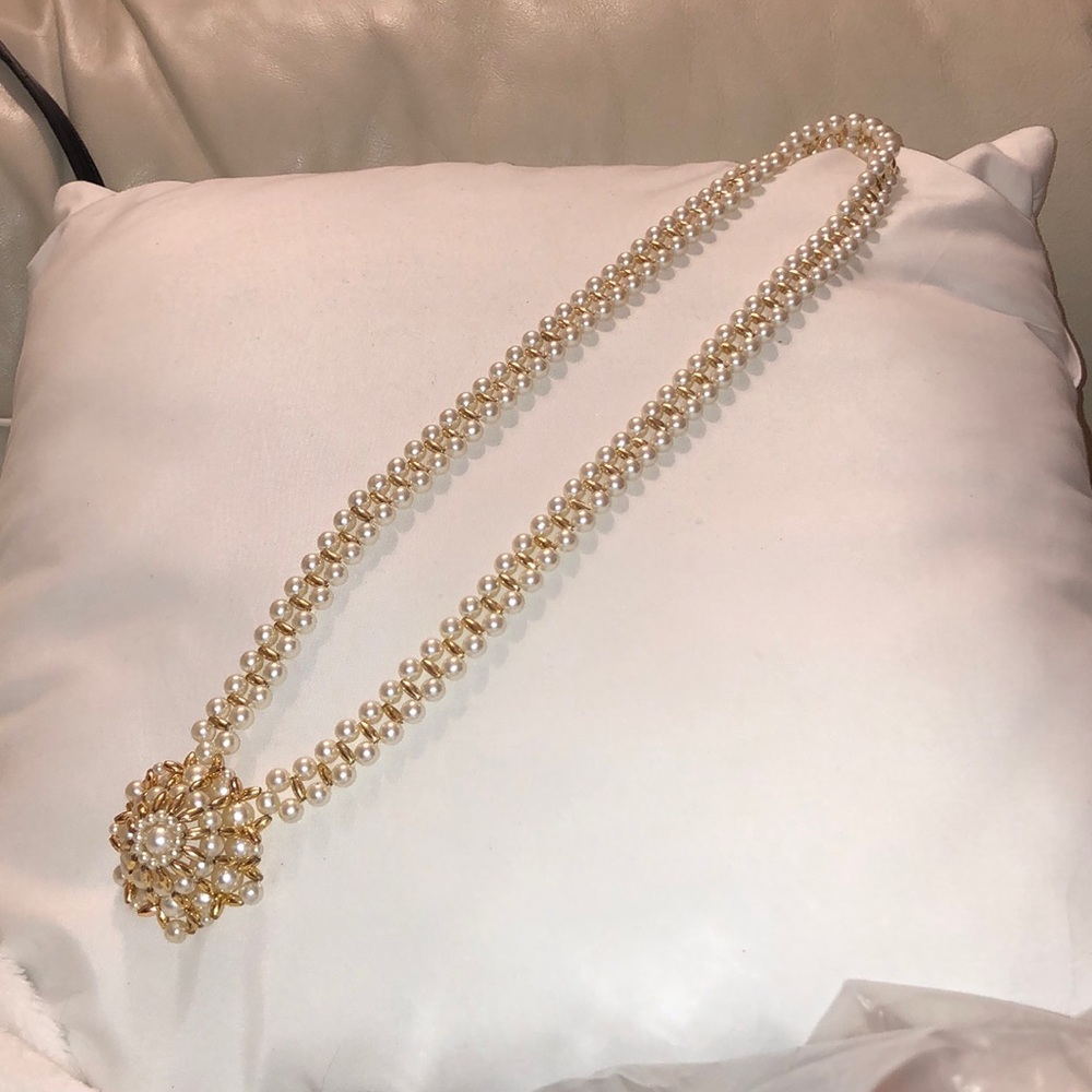 Vintage Gold-Tone Double-Strand Pearl Necklace with Filigree Clasp